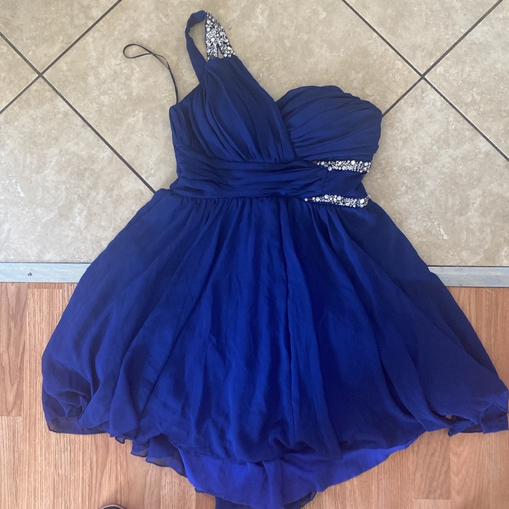 Blue dress with jewel accent